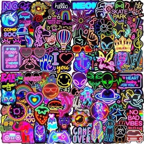 Sticker Set 200 Stück Neon Vinyl Wasserfest