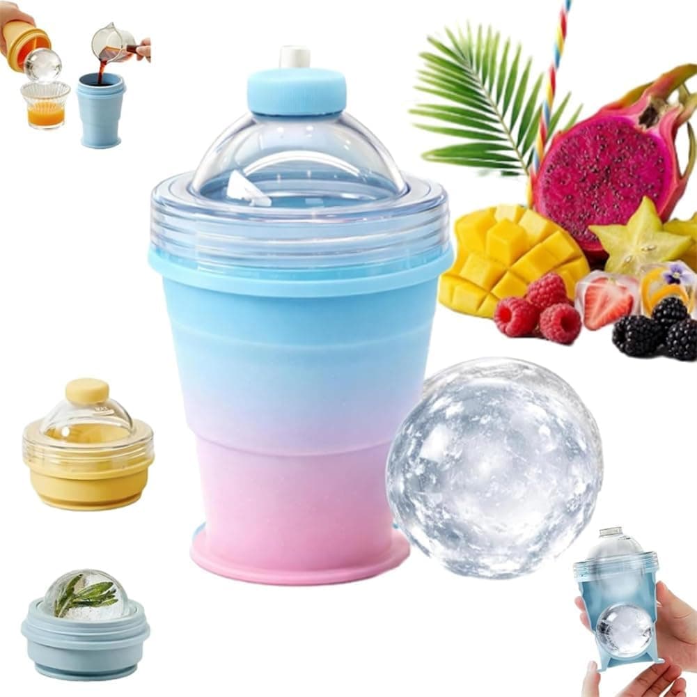 Faltbarer Silikon-Becher mit Eisball-Form 2-in-1