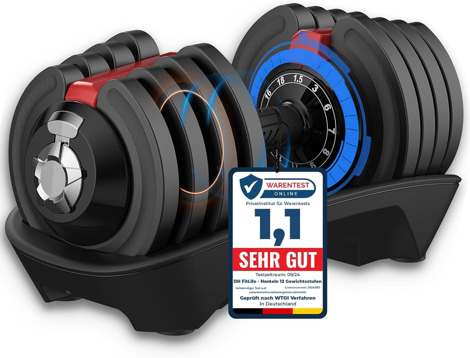 DH FitLife Verstellbare Kurzhantel 18 kg