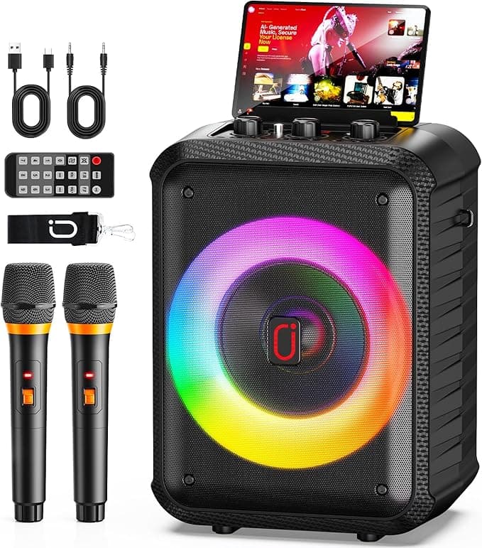 HWWR Karaoke Maschine 2 Mikrofone