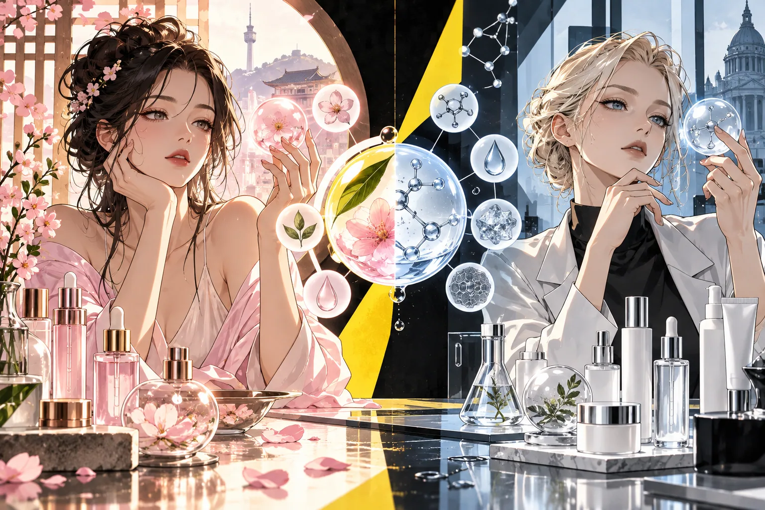Cover-Grafik zum Guide „K-Beauty vs. deutsche Kosmetik: 8 Duelle im Inhaltsstoff-Check“